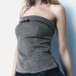 Elegant Gray Strapless Women's Top